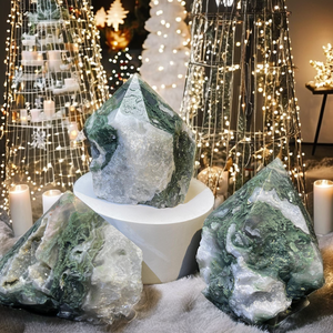 Cristales de Piedras Preciosas Pulidas Premium al por Mayor, Puntas Grabadas, Piedras Curativas, Torre de Cristal de Ágata Musgosa Natural para las Fiestas - Product Image 2