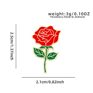 Épingles en émail en forme de rose rouge personnalisées en gros, broches en métal en forme de fleur, accessoire de mode romantique, en stock - Product Image 3