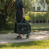 Siège d'auto pour chien Porte-chat Grand transporteur pour chat Caisse portable souple pour animaux de compagnie pour les voyages en voiture avec bac à litière pliable