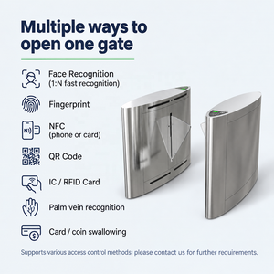 ประตูหมุนแบบ Flap Turnstile ทำจากสแตนเลส พร้อมระบบ IC RFID ระบบจดจำใบหน้า เซ็นเซอร์อินฟราเรด สำหรับทางเข้า-ออกของผู้โดยสารในสถานีรถไฟฟ้าใต้ดินและสนามบิน - Product Image 3