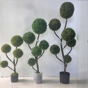 Fleurs et plantes décoratives saisonnières d'extérieur, arbres en boule, bonsaï artificiel en boule, buis vert utilisé pour décorer le jardin et la pièce - Product Image 4