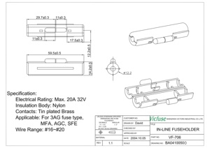 ตัวยึดฟิวส์3Ag ไนลอนชนิด Vf-706ตัวยึดฟิวส์ชนิด MFA AGC SFE ส่วนประกอบ - Product Image 2