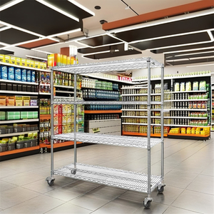 54 "x 24" x 63 "מקצועי 5-שכבות מדפי תיל כרום נייד חובה מדפים קמעונאיים - Product Image 1