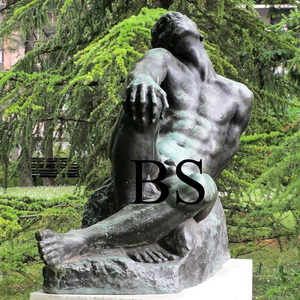 Escultura de Metal de Hombre Acostado, Estatua de Bronce de Tamaño Real para Decoración de Exteriores, en Venta - Product Image 3