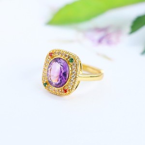 아이유 도매 천연 크리스탈 반지, 보라색 원석 반지, 빈티지 스타일 주얼리 라이브 스트림 - Product Image 4
