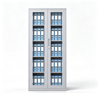 Armoire de classement en métal et verre pour bureau, 5 étagères, verrouillable, en acier, pour l'archivage des documents d'entreprise