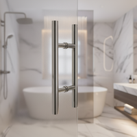 Manija Deslizante Personalizable Moderna de Tubo Circular de Acero Inoxidable 304 Cepillado/Cromado para Puerta de Ducha de Cristal, Duradera 1