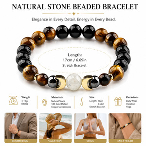 Nueva Llegada Transfronteriza: Pulsera de Cuentas de Piedra Natural Vintage para Hombre, Amatista, Piedra del Sol, Ágata Roja, Forma de Luna, Regalo para Yoga y Meditación - Product Image 5