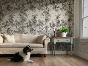 Papel Tapiz Autoadhesivo Blanco y Negro <span class=keywords><strong>de</strong></span> <span class=keywords><strong>Toile</strong></span> <span class=keywords><strong>de</strong></span> <span class=keywords><strong>Jouy</strong></span> para Habitación, Papel Tapiz No Tejido Sin PVC ni Vinilo - Product Image 4