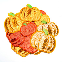 Patchs thermocollants et appliqués brodés à motifs citrouille à paillettes pour Thanksgiving et automne, pour vêtements, vestes, jeans, Halloween