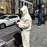 Ensembles de sweats à capuche pour hommes en molleton bouclette épais coupe ample, survêtements streetwear en coton surdimensionnés, personnalisation par broderie, pour fabricants de vêtements