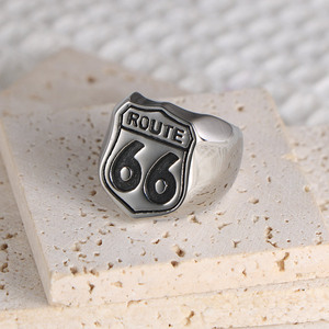 Route 66 <b>Ring</b> Men's Shield Shape Steel <b>Titanium</b> Jewelry Gift SA783 - Product Image 4