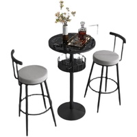 Table de bar ronde sur pieds hauts Donna Marble Nordic – Durable et écologique pour usage commercial dans les salons de thé sur balcon