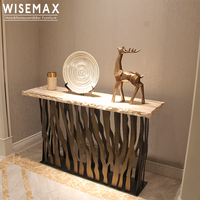 WISEMAX FURNITURE Table console en marbre post-moderne Table décorative de luxe en acier inoxydable pour couloir de maison Table d'entrée durable