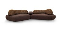 Canapé italien minimaliste de forme irrégulière à une place avec tissu tricoté 5D et structure en bois massif pour appartement et hôtel