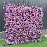 Mur de fleurs artificielles réalistes enroulable 8ft x 8ft, fabriqué à la main, de luxe, pour la décoration de mariages, de fêtes et d'événements, directement de l'usine