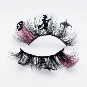 Halloween shining eyelash Wholesale strip lashes boxes custom logo private label 20mm colorful false eyelash