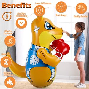Sac de frappe gonflable premium pour enfants avec pompe à air, sac d'entraînement de boxe autoportant de 50 pouces, jouet de réflexe rebondissant - Product Image 6