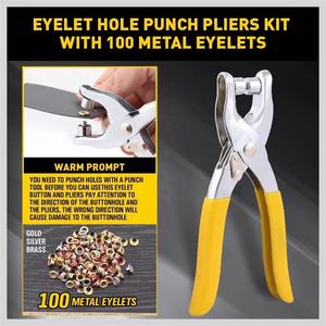 完全ハンドツール2.5mm 3mm 3.5mm 4mm 4.5mm 5mm穴サイズスチール穴パンチセット馬製品100個の金属アイレット付き - Product Image 6