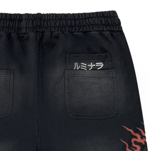 Pantalones Cortos Kirin de Alta Calidad con Diseño de Bestia Mítica para Hombre, Estilo Vintage, Lavado Desgastado, Cintura con Cordón Ajustable, Pierna Ancha, Estilo Urbano - Product Image 3