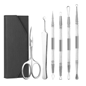 Outils de soin du visage en acier inoxydable, kit de suppression des points noirs pour le soin du visage avec pinces et ciseaux - Product Image 4