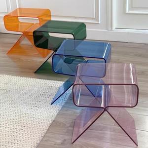 Table basse de salon moderne et minimaliste en acrylique transparent coloré, durable, légère et facile à nettoyer, meubles de salon - Product Image 5