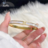 Pulsera de Moda con Dijes para Mujer, Chapada en Oro de 18k, con Circonitas, Resistente al Deslustre, Impermeable, de Acero Inoxidable