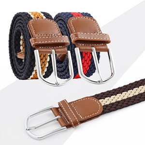Sabuk elastis kepang kasual wanita, 80 warna lebar 33mm rajutan elastis Pin gesper sabuk Golf ikat kuda sabuk elastis - Product Image 5