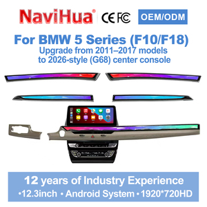 NaviHua Nouvelle Arrivée Kit de Mise à Niveau Autoradio Android Lecteur Multimédia Panneau Lumineux LED Commande Climatisation pour BMW Série 5 F10 F18 2011 2017 - Product Image 2