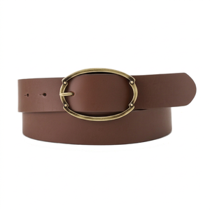 Nuevo Cinturón Casual de Cuero Genuino Negro Marrón con Hebilla Metálica de Cobre con Cierre Automático, Estilo Simple para Hombre - Product Image 1