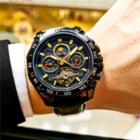 AOKULASIC Nouvelle montre mécanique entièrement automatique pour homme, calendrier, semaine, phase de lune, multifonctionnelle, boucle papillon, montre pour homme