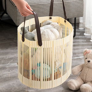 ตะกร้าพลาสติกทรงรีพับเก็บได้พร้อมที่จับสำหรับเก็บเสื้อผ้าและของเล่น - Product Image 3