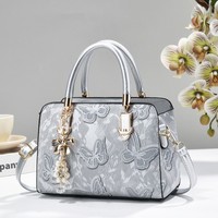 Sac à bandoulière carré imperméable en PU style Mori Girl avec dentelle, chaîne papillon et fermeture éclair, sangle unique