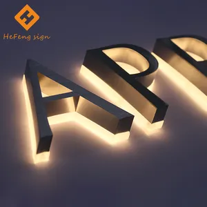 Fabriek Hoge Kwaliteit Custom Metaal Geborsteld Backlit Letters Bewegwijzering Voor Binnenbord