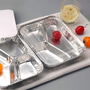 Plateau alimentaire en papier d'<span class=keywords><strong>aluminium</strong></span> jetable avec logo personnalisé emballage à emporter rectangulaire à <span class=keywords><strong>3</strong></span> <span class=keywords><strong>compartiments</strong></span> conteneur en papier d'<span class=keywords><strong>aluminium</strong></span> rectangulaire - Product Image 6
