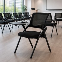Chaise de formation haut de gamme avec tableau d'écriture intégré, design moderne, robuste, idéale pour les cours universitaires et l'utilisation au bureau