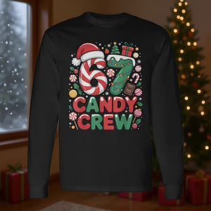 67 Candy Crew Christmas Holiday T-shirt a maniche lunghe con stampa digitale unisex per adulti - Product Image 3