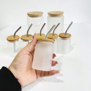 Vasos de chupito mini de 3.5oz transparentes esmerilados para sublimación, con tapa de bambú y pajitas metálicas, desde almacén de EE. UU. - Product Image 5
