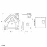 Maison pour chat en carton ondulé, griffoir en forme de maison en pain d'épices à languettes et fentes, 44 cm, pour intérieur