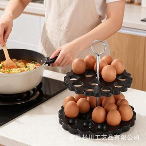 Estante para Huevos de 2 Niveles, Apilable, Negro, para Encimera de Cocina, Conservación de Frescura - Product Image 1