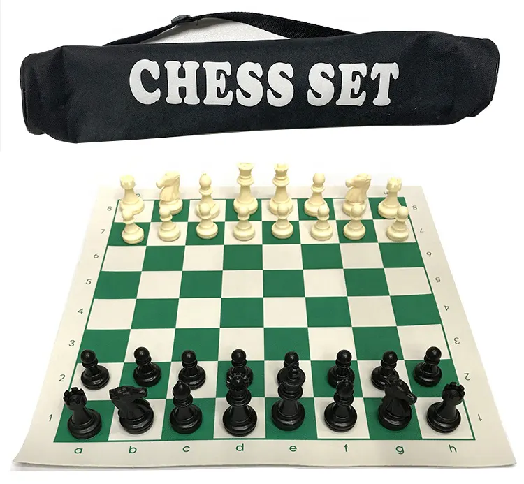 Plaj seyahat açık uluslararası satranç oyunu seti vinil satranç tahtası taşınabilir tuval satranç çantası