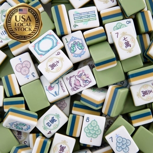 En stock, al por mayor, juego de viaje de 160 fichas de Mahjong de lujo de acrílico grabado de 4 capas, nuevo, estilo americano. - Product Image 3