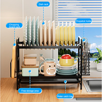 Étagère de cuisine organisateur de vaisselle multi-fonctionnel égouttoir support baguettes métal rangement égouttoir cuisine évier Organisation