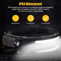 Lampe frontale LED COB d'extérieur étanche et rechargeable avec capteur de mouvement et faisceau lumineux pour le camping et la pêche