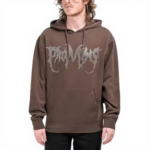 Sweat-shirts à capuche en polaire pour hommes, de qualité supérieure, design tendance, avec strass, cordon de serrage, écologiques, séchage rapide, OEM - Product Image 1