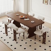 Table à manger rectangulaire de style rétro français moderne, en bois massif, style mid-century, ensemble de meubles de salle à manger pour les petits foyers