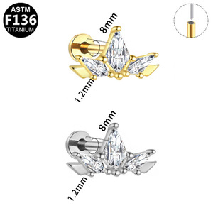 Titanium Alloy <b>Earrings</b> F136 Zirconia Studs Flower Heart Shape Women's Piercing Jewelry Party Fashion - Product Image 5