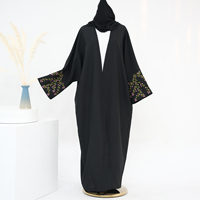 Nouvelles robes Abaya Eid 2025, designs brodés de fleurs, robes Abaya kimono pour femmes, vêtements islamiques modestes pour femmes musulmanes