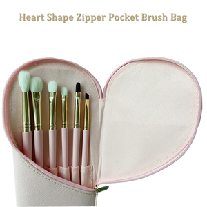 Heart Shape Cosmetic Brush Bag Water Resistant Portable Travel <b>Makeup</b> <b>Case</b> with Inner Pockets and Zipper Closure - Product Image 5