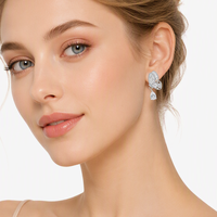 Boucles d'oreilles pendantes papillon de luxe, plaqué or, en cuivre et laiton, pour femme